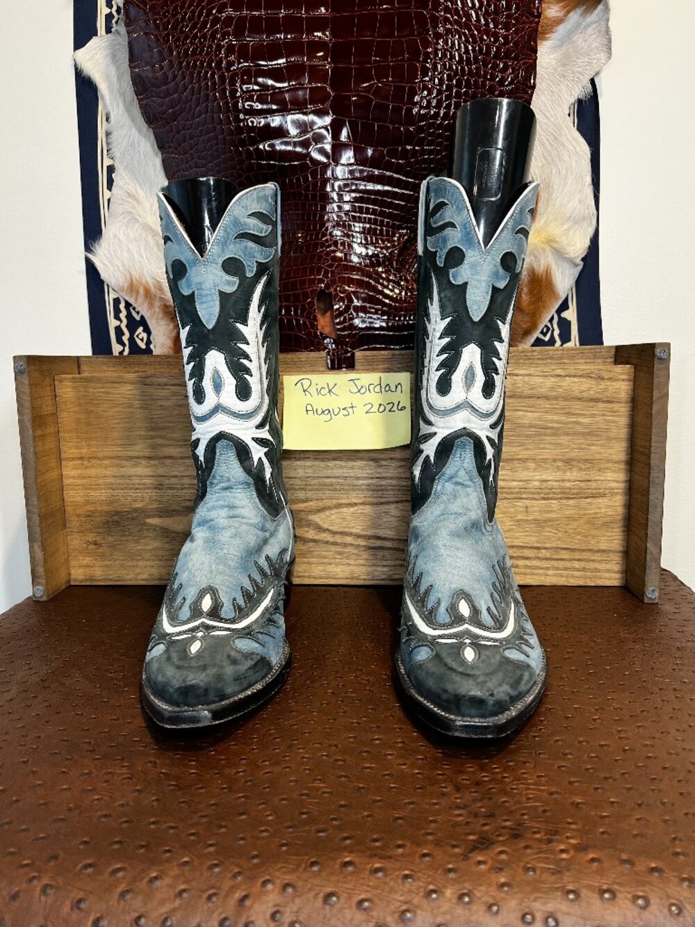 Lucchese Handmade Classic "Peck's" Denim Blue Cowboy Boots Fit like 11.5D *READ*